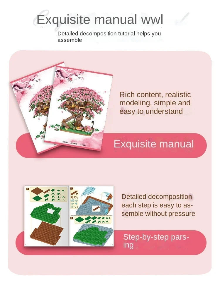 Árvore Sakura com Luz – Blocos de Montar