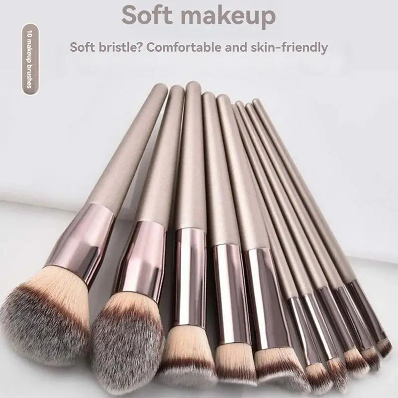 Kit 10 Pincéis Profissionais Champagne Gold