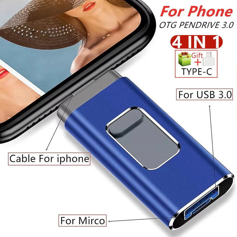 Pendrive USB 2TB para iPhone, iPad e Android