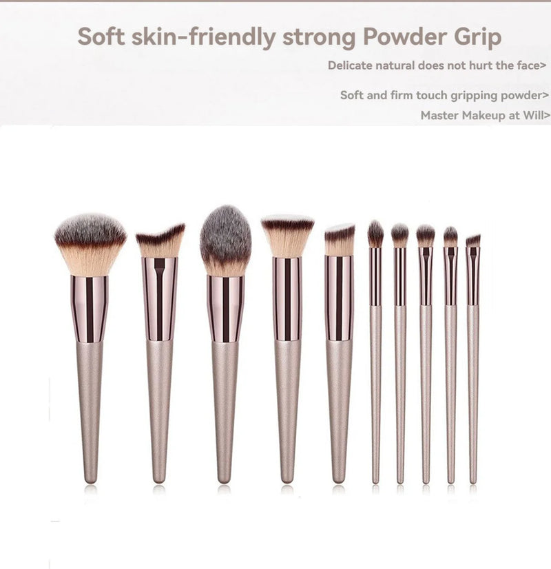 Kit 10 Pincéis Profissionais Champagne Gold