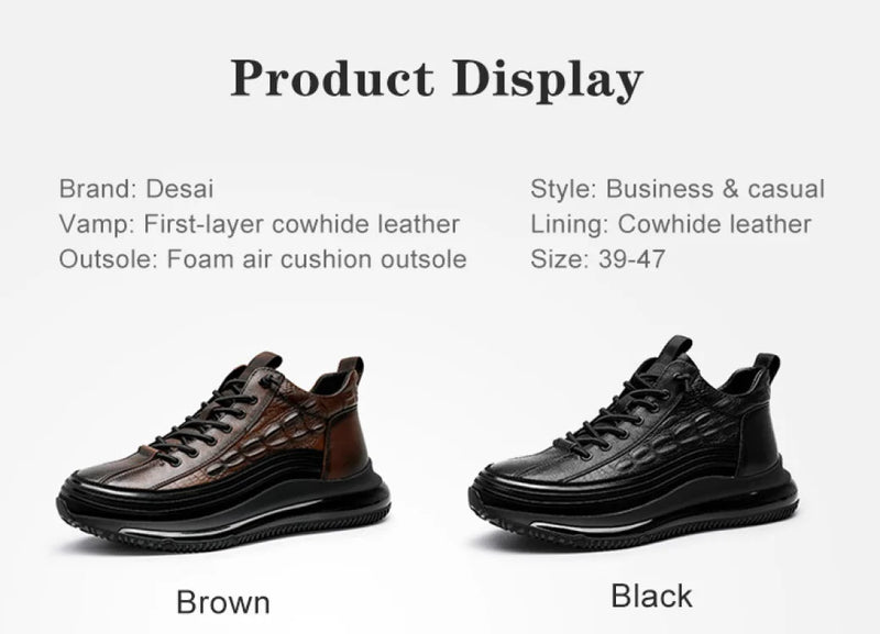 Tênis Casual Masculino Luxo com Estampa de Crocodilo