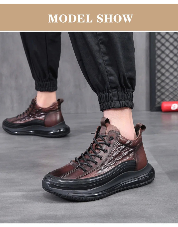 Tênis Casual Masculino Luxo com Estampa de Crocodilo