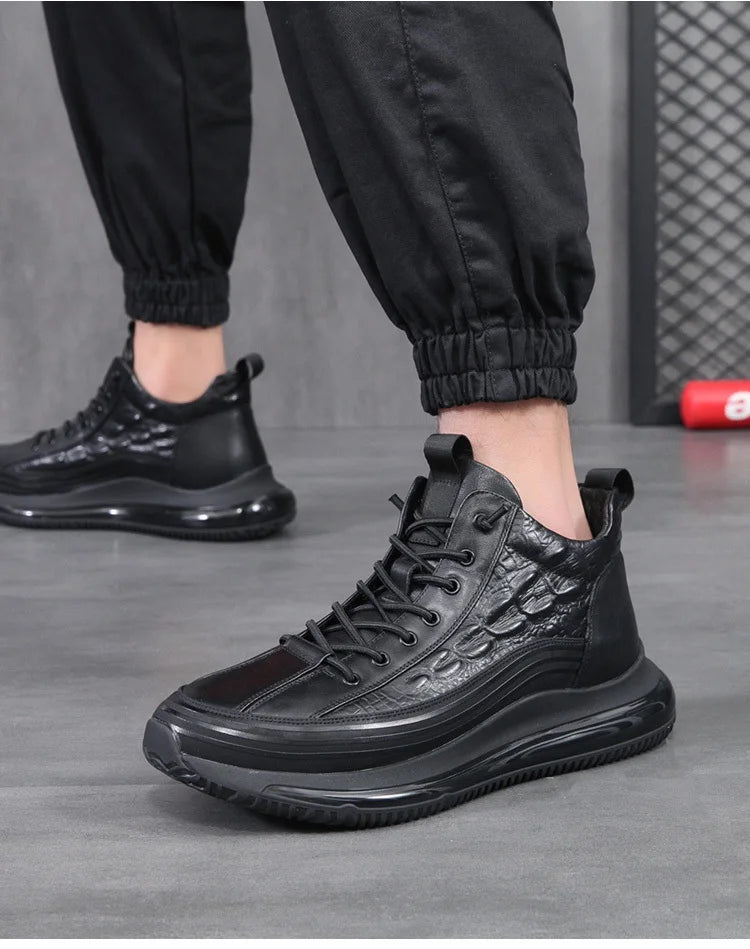 Tênis Casual Masculino Luxo com Estampa de Crocodilo