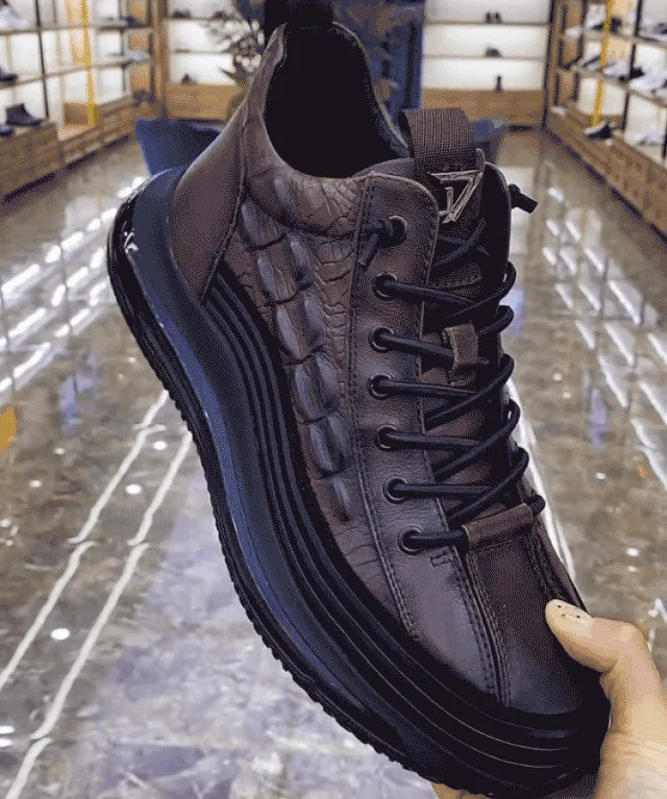 Tênis Casual Masculino Luxo com Estampa de Crocodilo
