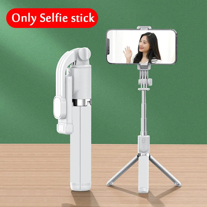 Bastão de Selfie com Tripé, Luz e Controle Bluetooth – Extensível até 103cm