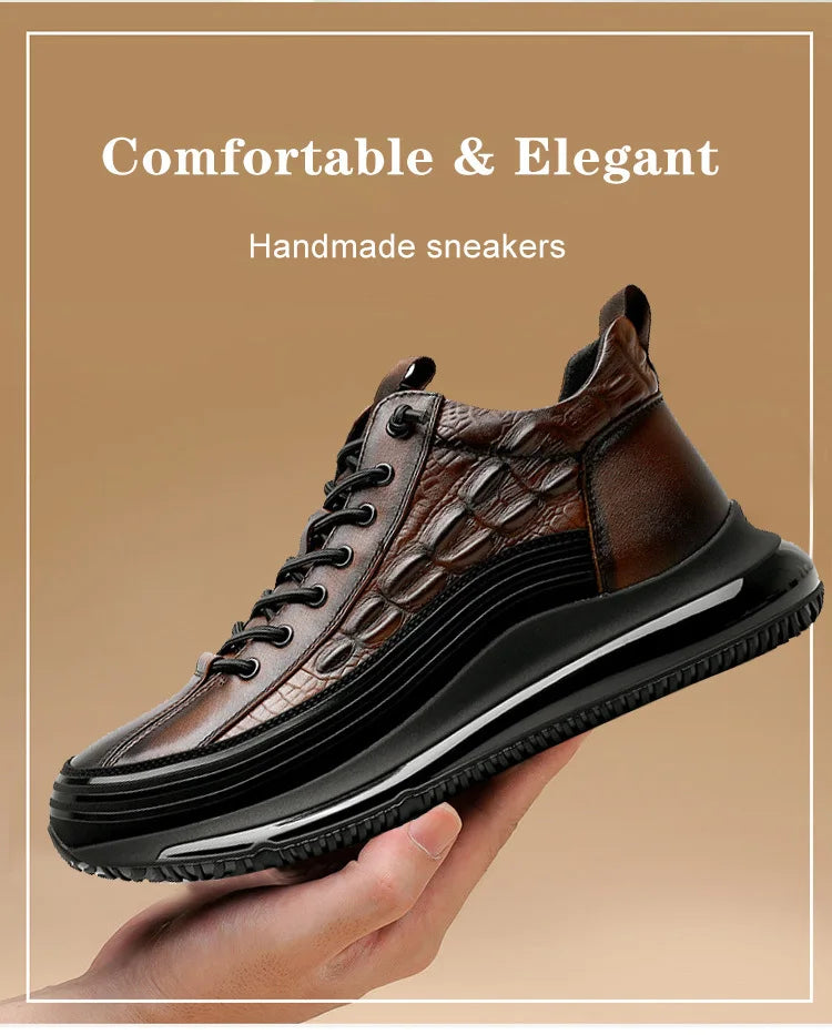 Tênis Casual Masculino Luxo com Estampa de Crocodilo