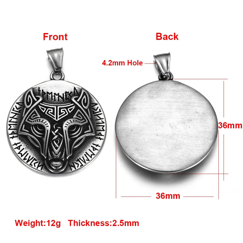 Pingente Viking de Lobo em Aço Inoxidável 316L