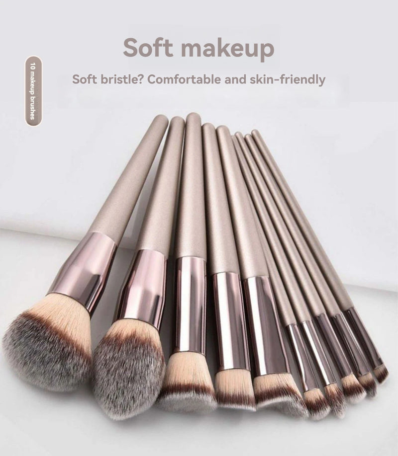 Kit 10 Pincéis Profissionais Champagne Gold