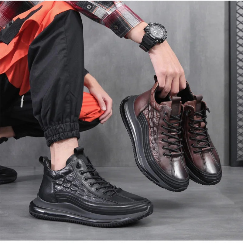 Tênis Casual Masculino Luxo com Estampa de Crocodilo