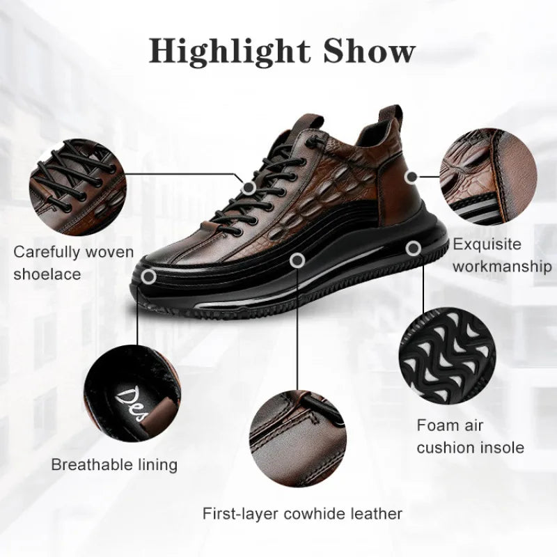 Tênis Casual Masculino Luxo com Estampa de Crocodilo
