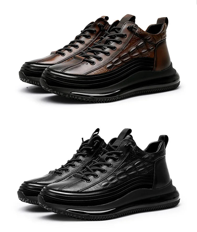 Tênis Casual Masculino Luxo com Estampa de Crocodilo