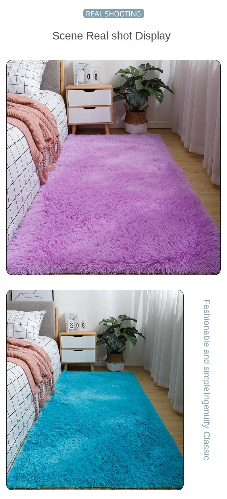 Tapete de Pelúcia Antiderrapante para Quarto