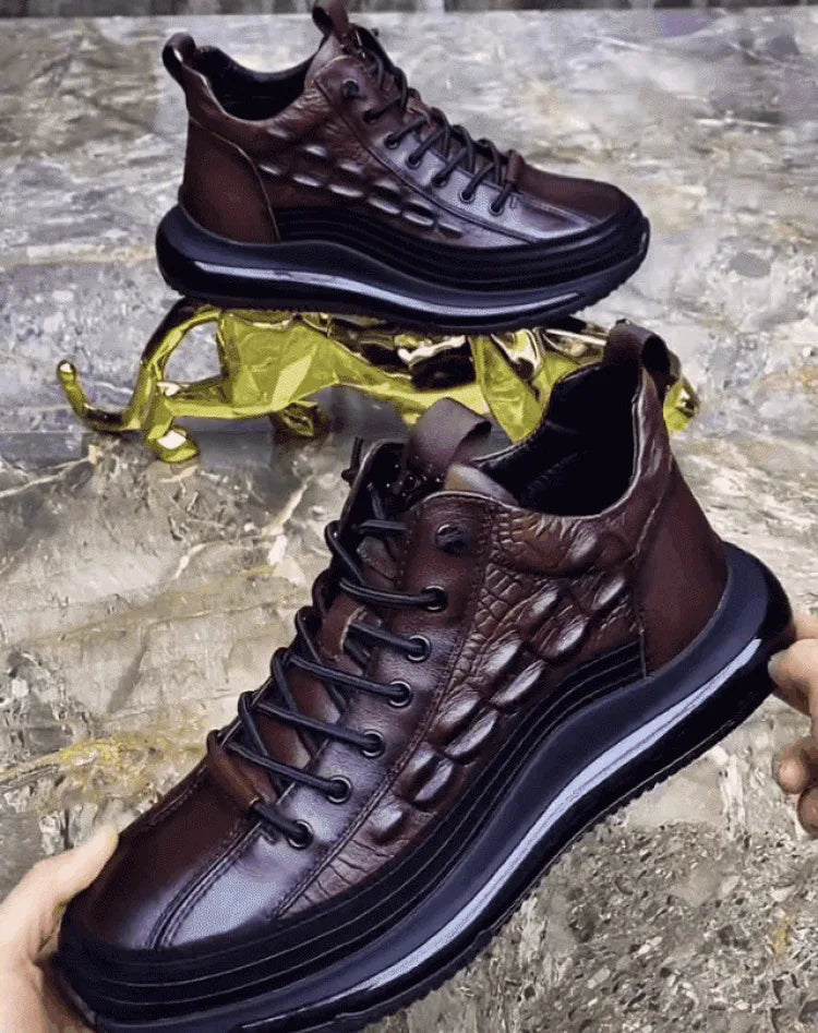 Tênis Casual Masculino Luxo com Estampa de Crocodilo