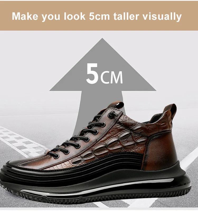 Tênis Casual Masculino Luxo com Estampa de Crocodilo