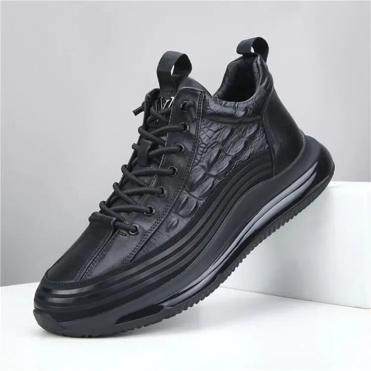 Tênis Casual Masculino Luxo com Estampa de Crocodilo