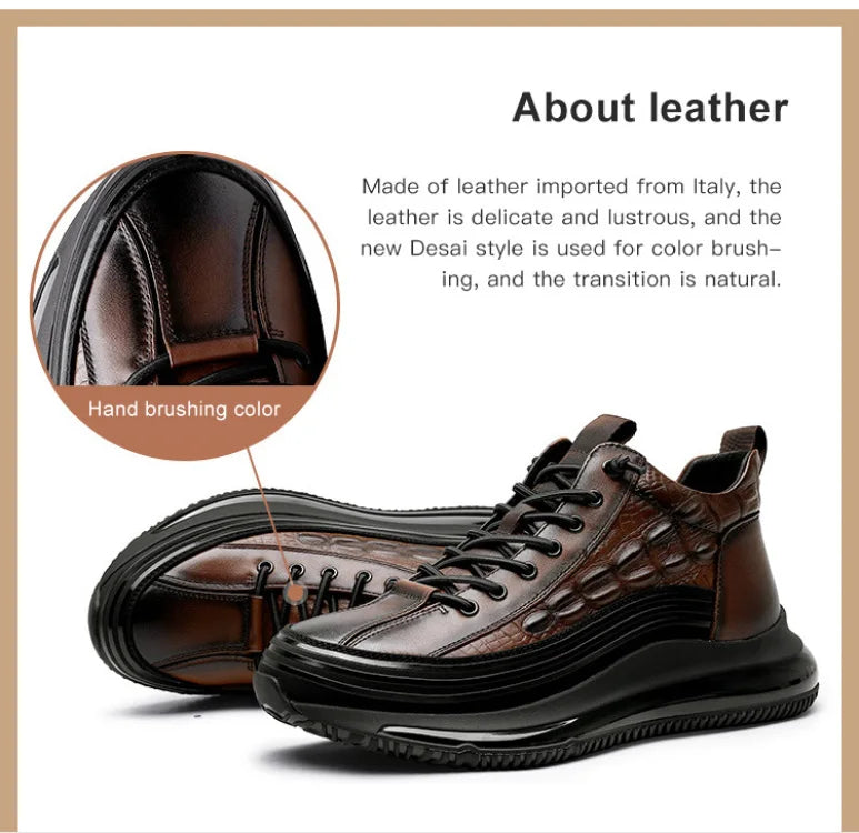Tênis Casual Masculino Luxo com Estampa de Crocodilo